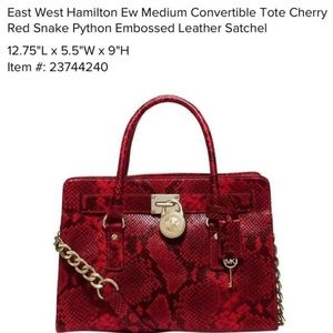 (NWT) Michael Kors Hamilton Python Embossed Bag